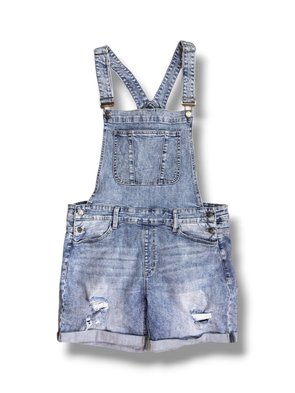 Denim Short Overalls in Light Blue
